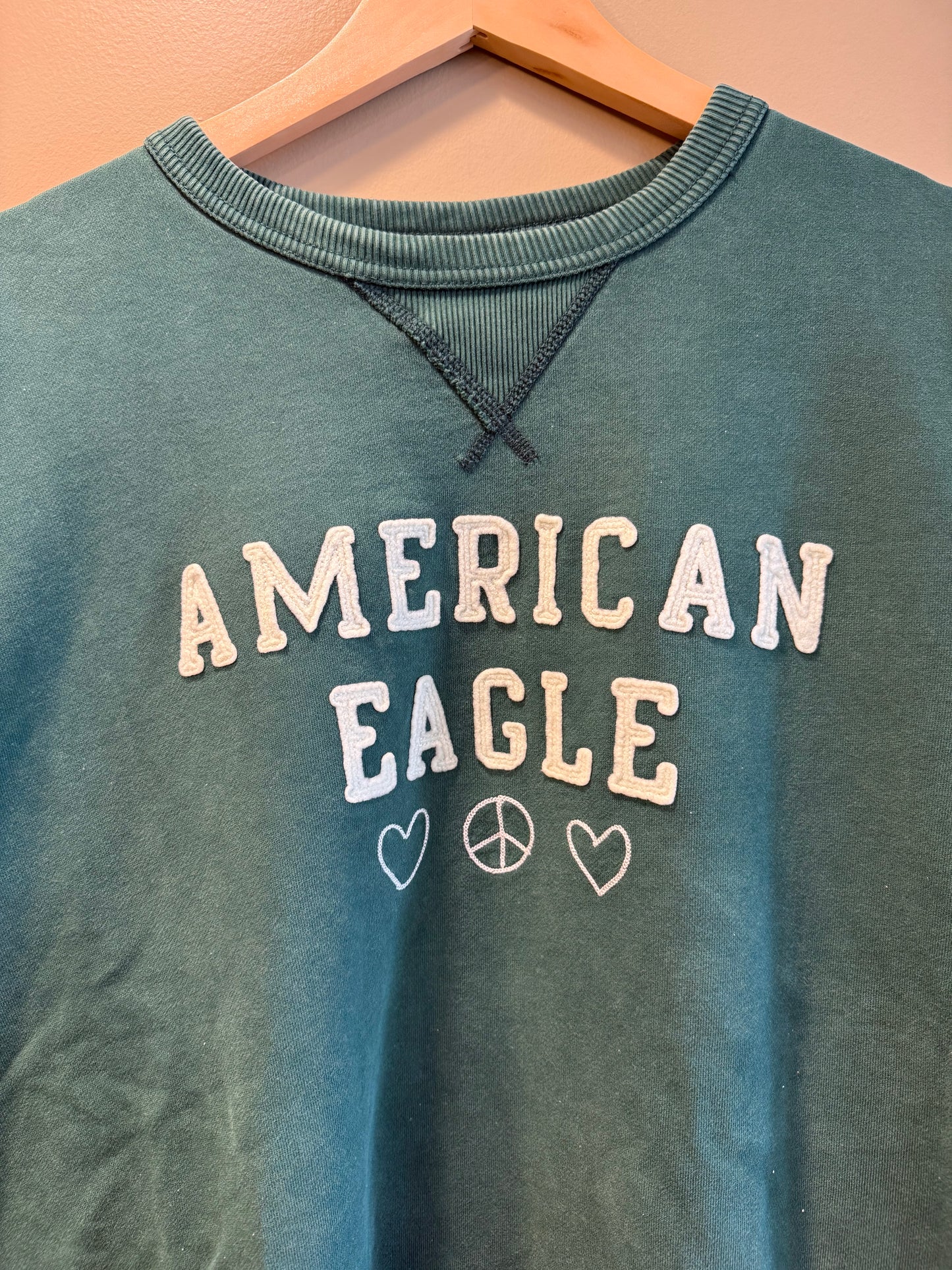 American Eagle Green Peace Crewneck Sweatshirt- S/M