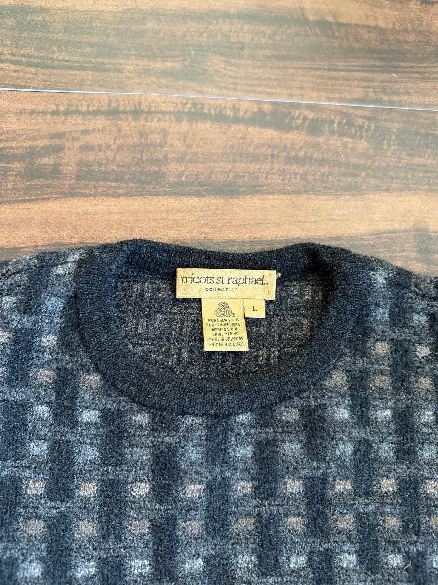 Vintage Tricots St Raphael Wool Patterned Sweater- L