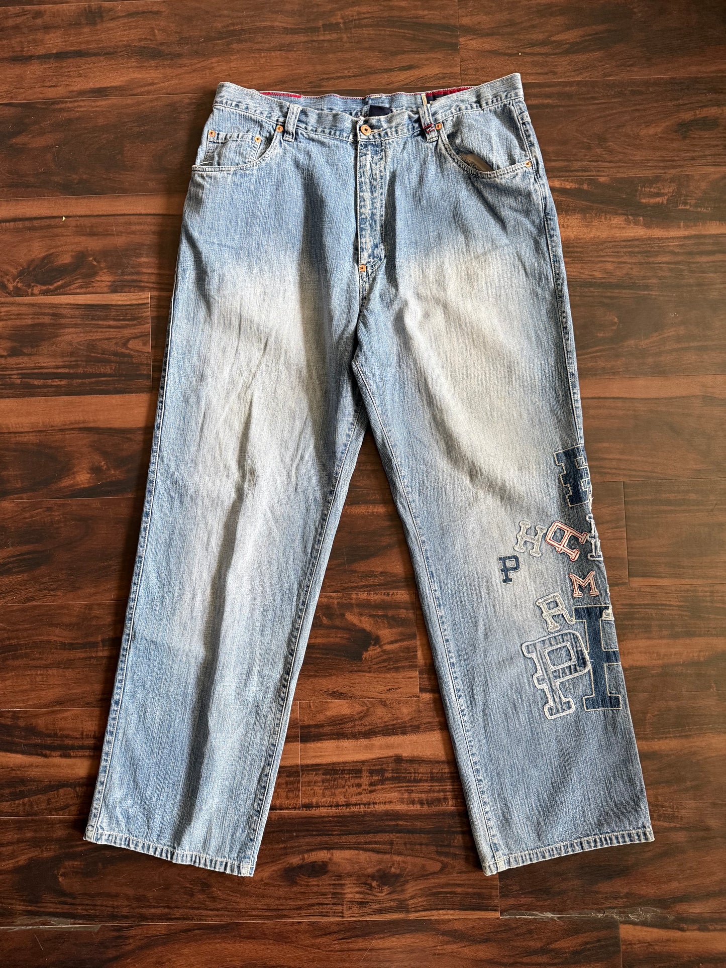 Vintage Y2K Phat Farm Patchwork Lettering Denim Jeans- 36x33