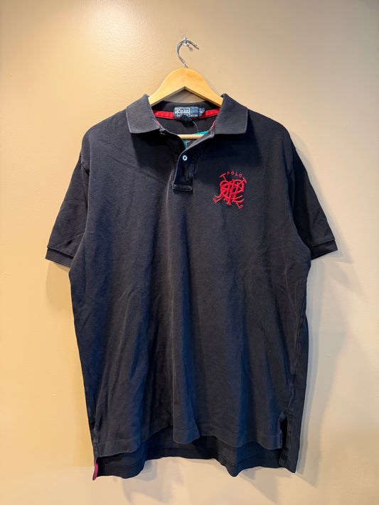 Vintage Polo Ralph Lauren Black & Red Polo Shirt- XL