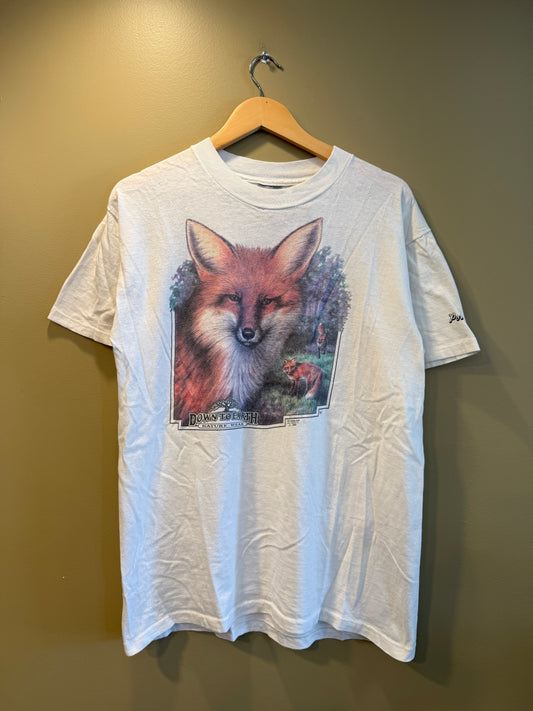 Vintage 3D Emblem Red Fox Down To Earth Nature Wear T-Shirt- M