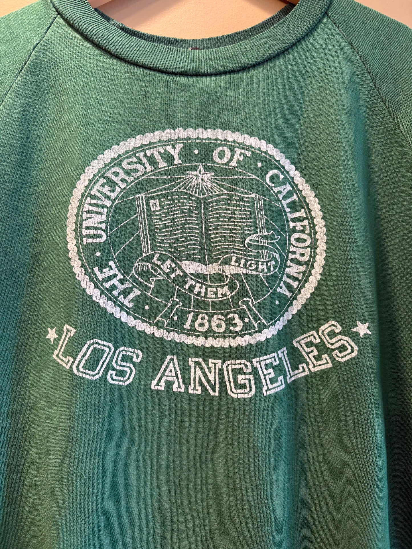 Vintage 80s UCLA Green Sweatshirt Cut-Off T-Shirt- L