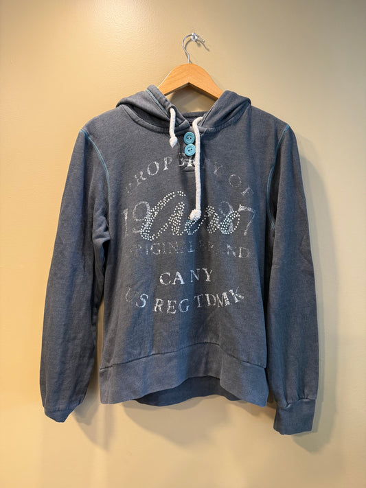 Vintage Y2K Aeropostale Gray Bedazzled Hoodie Sweatshirt- XL