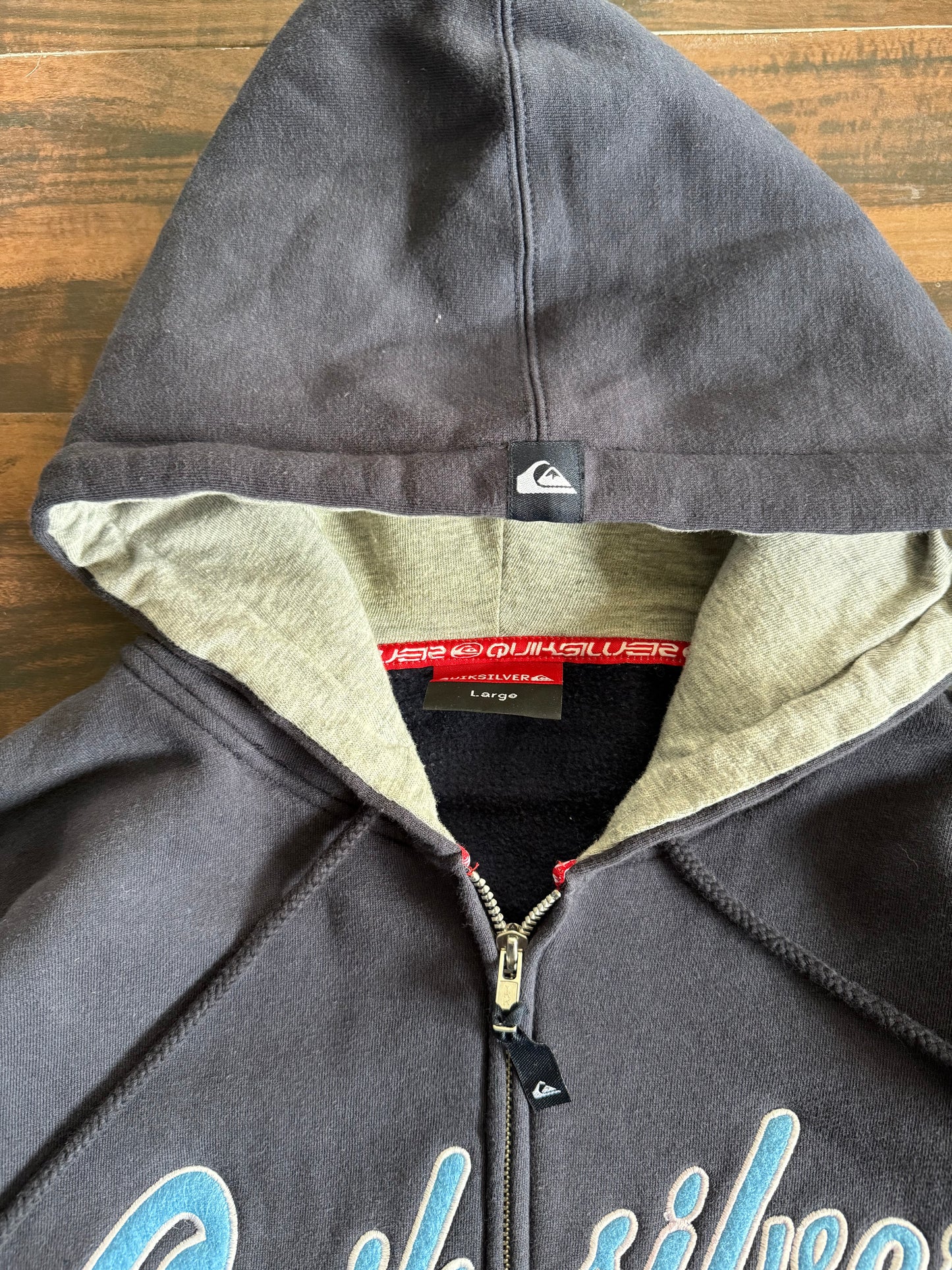 Vintage Y2K QuikSilver Navy Blue Surfwear Hoodie Sweatshirt- XL