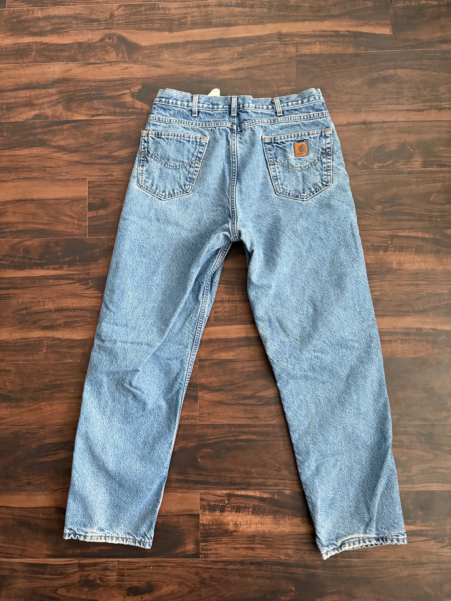 Vintage Carhartt Flannel Lined Light Wash Denim Jeans- 34x31