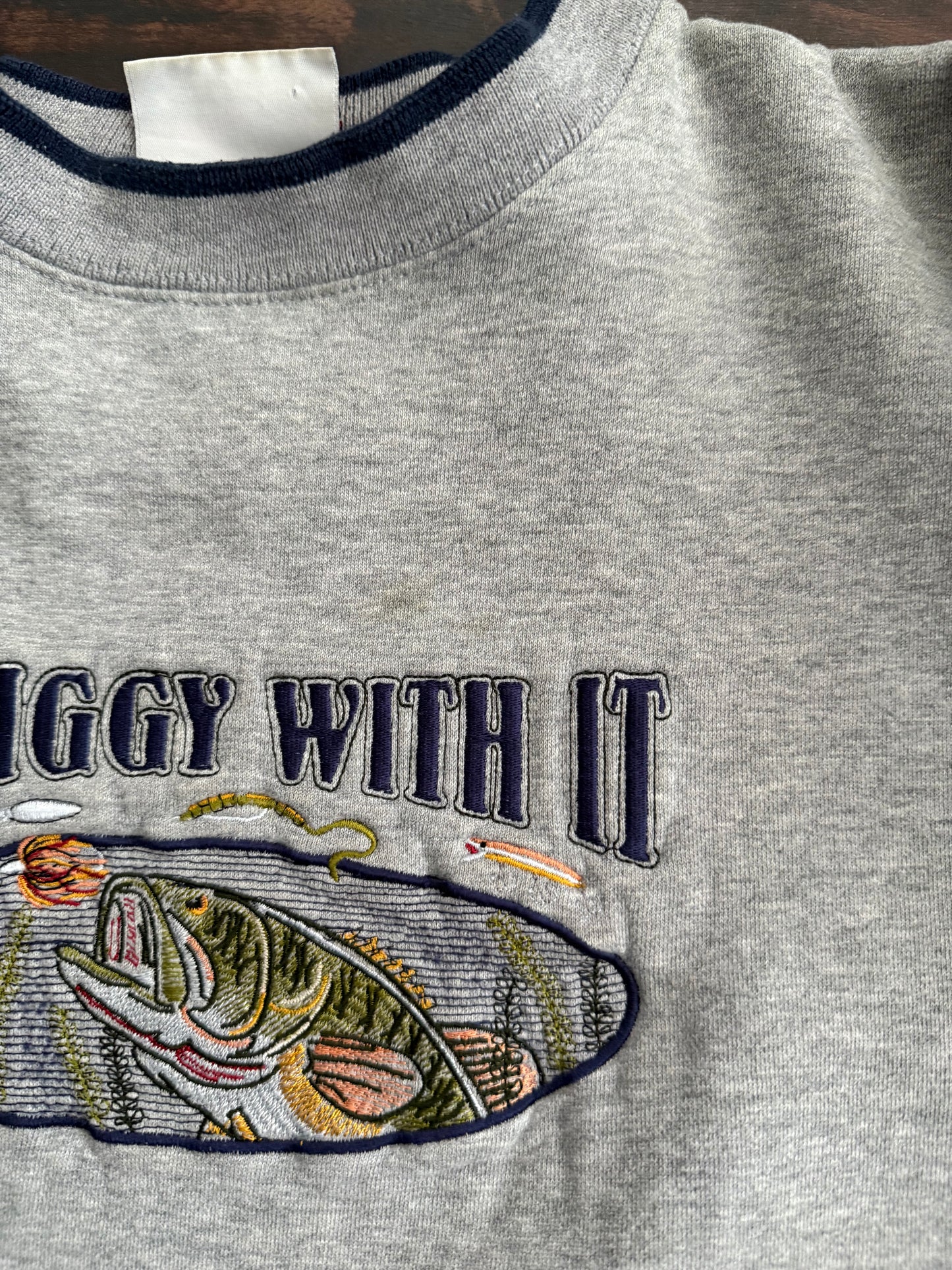 Vintage Fishing Get Jiggy With It Crewneck Sweatshirt- XL