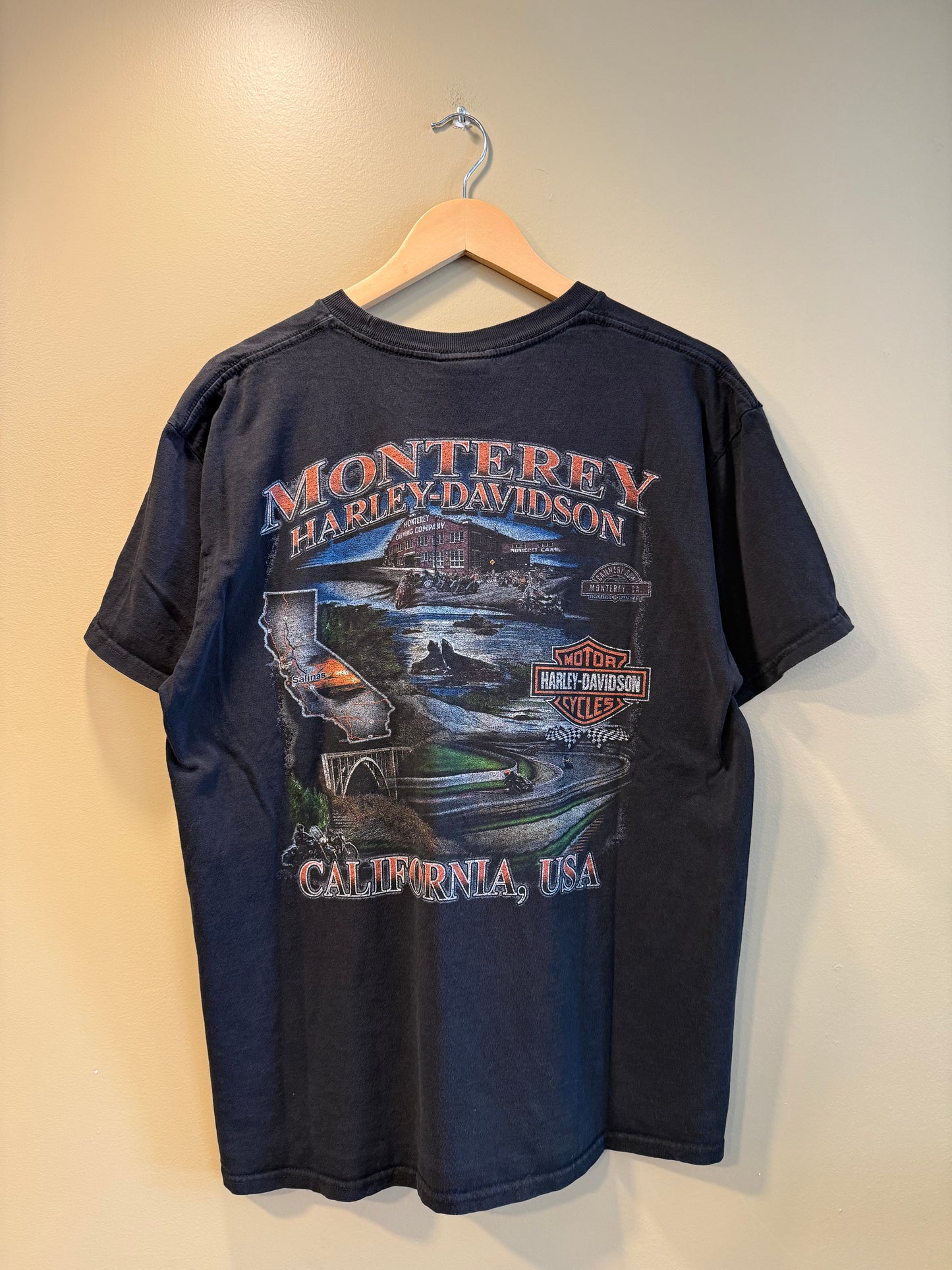 Vintage Harley Davidson Monterey California Black T-Shirt- L