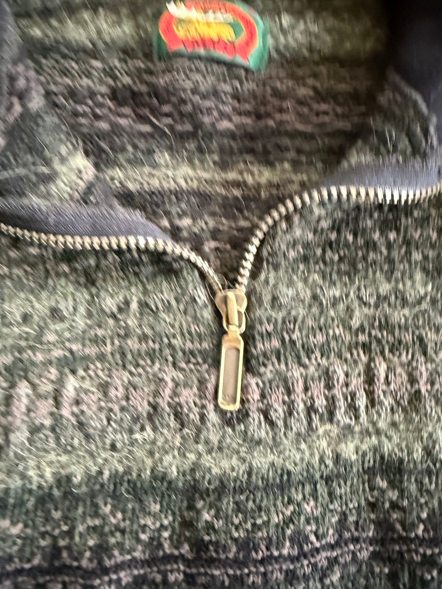 Vintage Alps Green Patterned Quarterzip Sweater- S