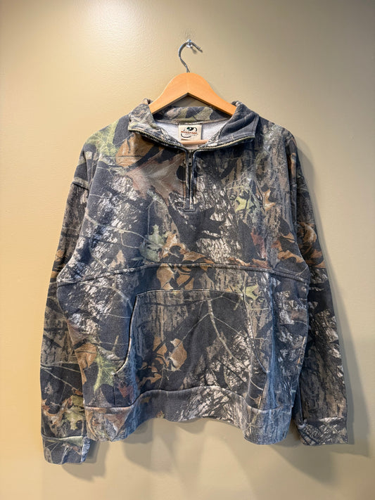Vintage Mossy Oak Apparel Tree Camo Quarter-Zip Sweatshirt- XL