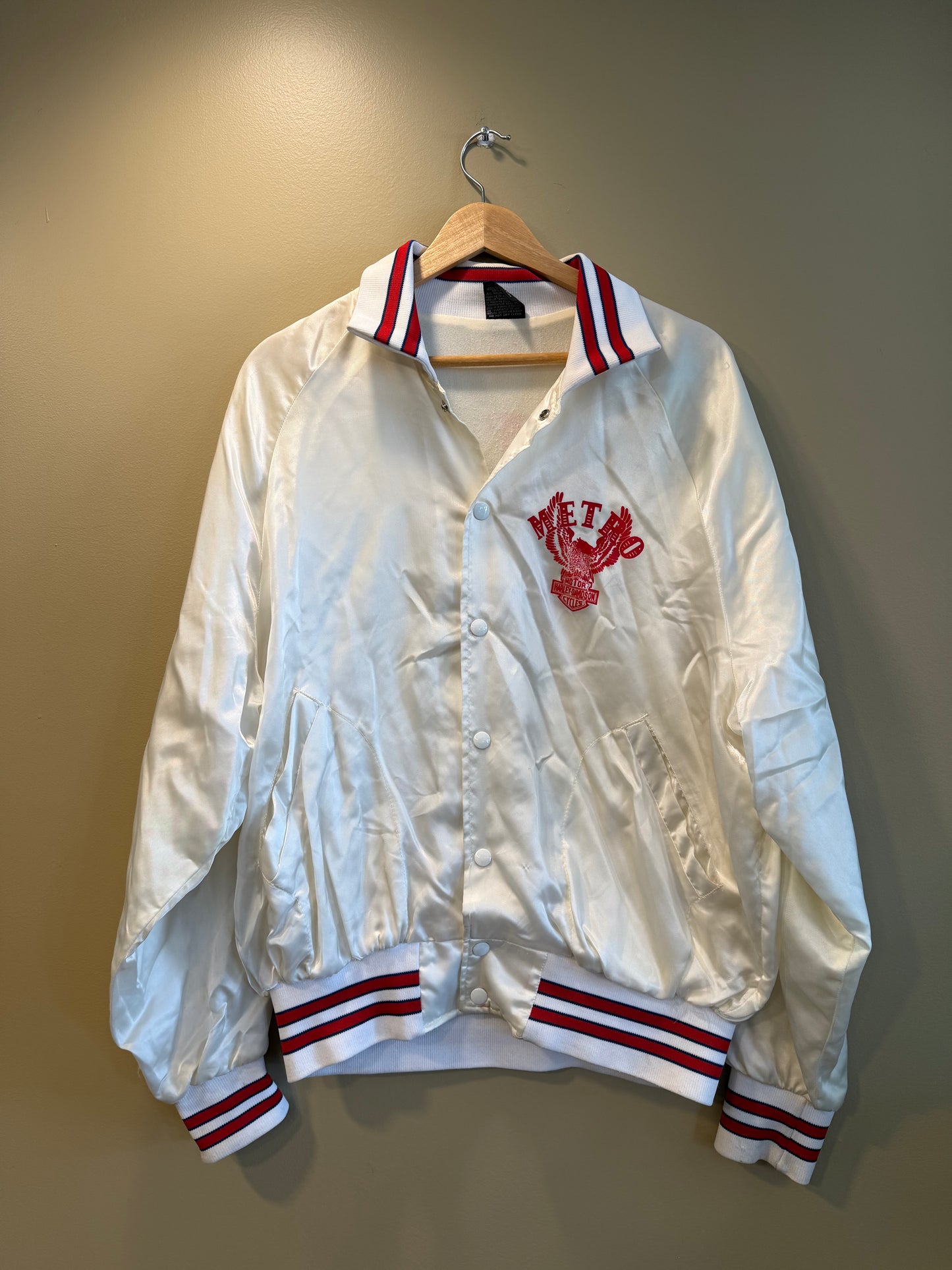Vintage Harley Davidson White Satin Jacket- L
