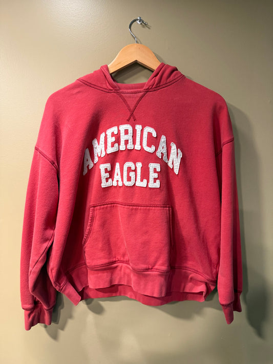 Vintage Y2K American Eagle Red Boxy Hoodie Sweatshirt- M