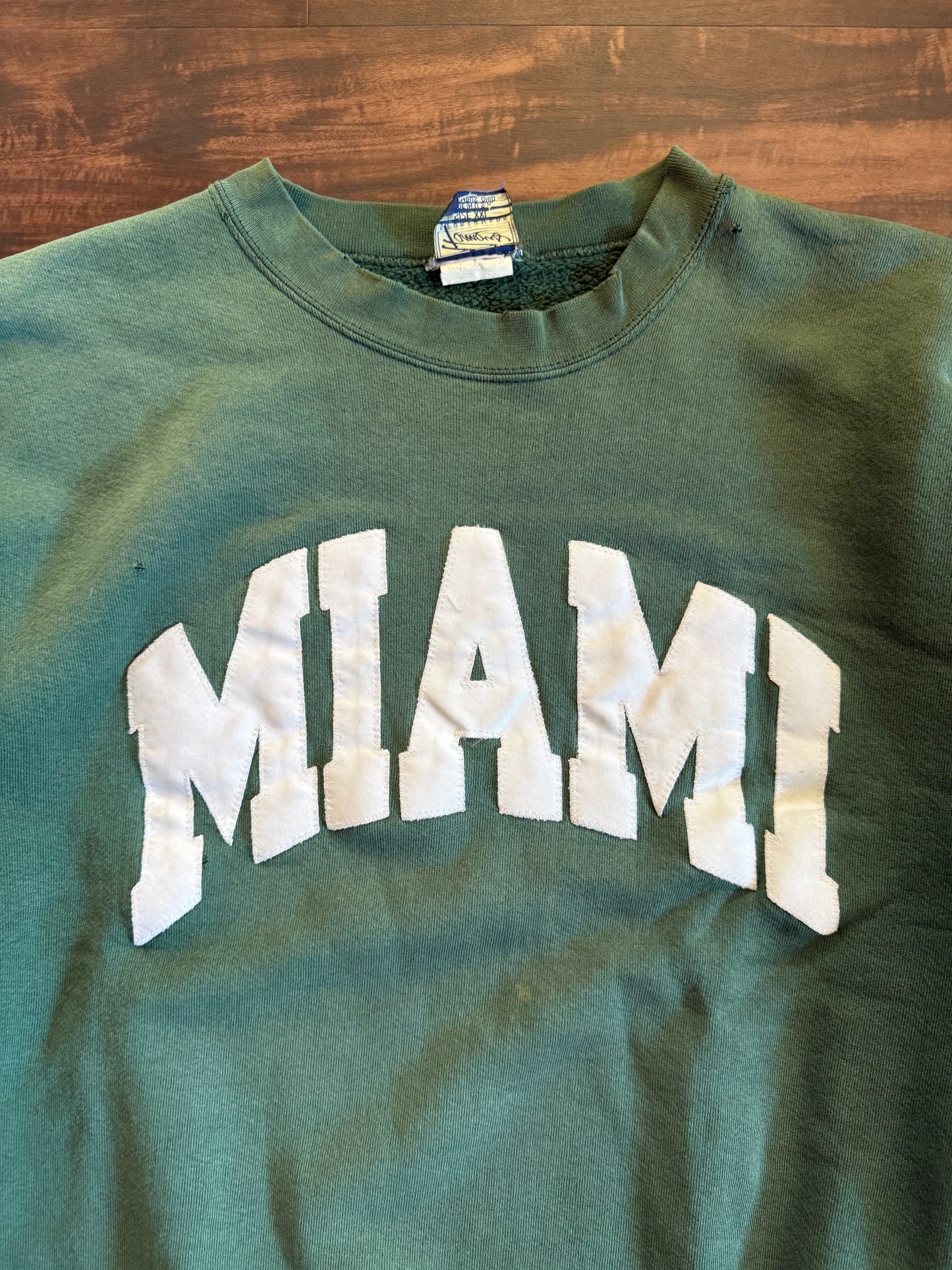 Vintage Miami University Green Spell-Out Distressed Crewneck Sweatshirt- XXL