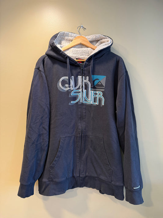 Vintage Y2K Quiksilver Surfer Sherpa Lined Hoodie Sweatshirt- L
