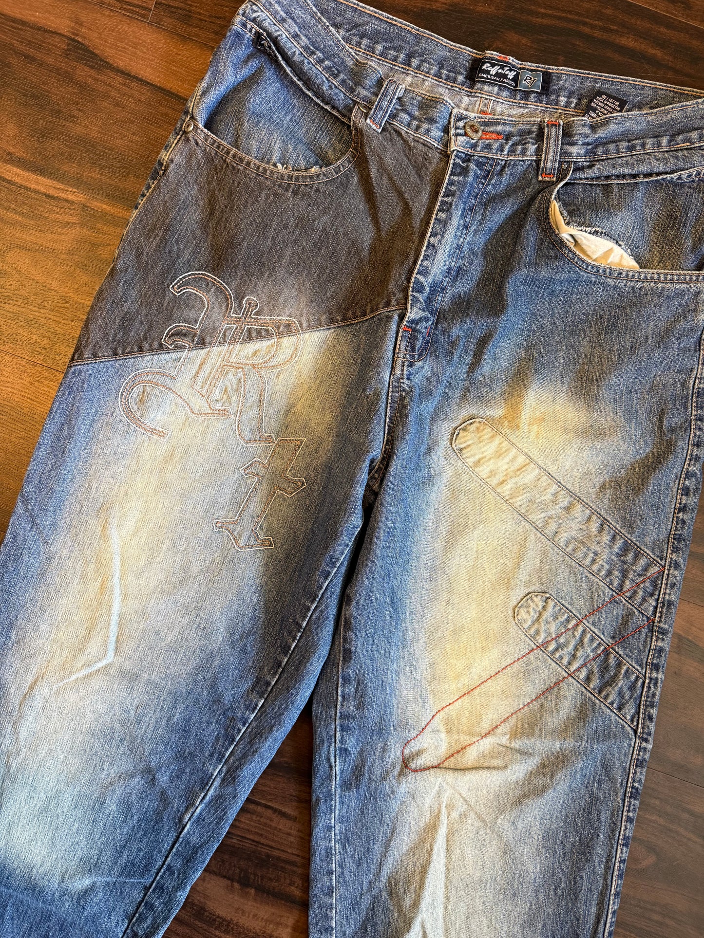 Vintage Ruff & Tuff Light Wash Embroidered Streetwear Baggy Jeans- 34x31