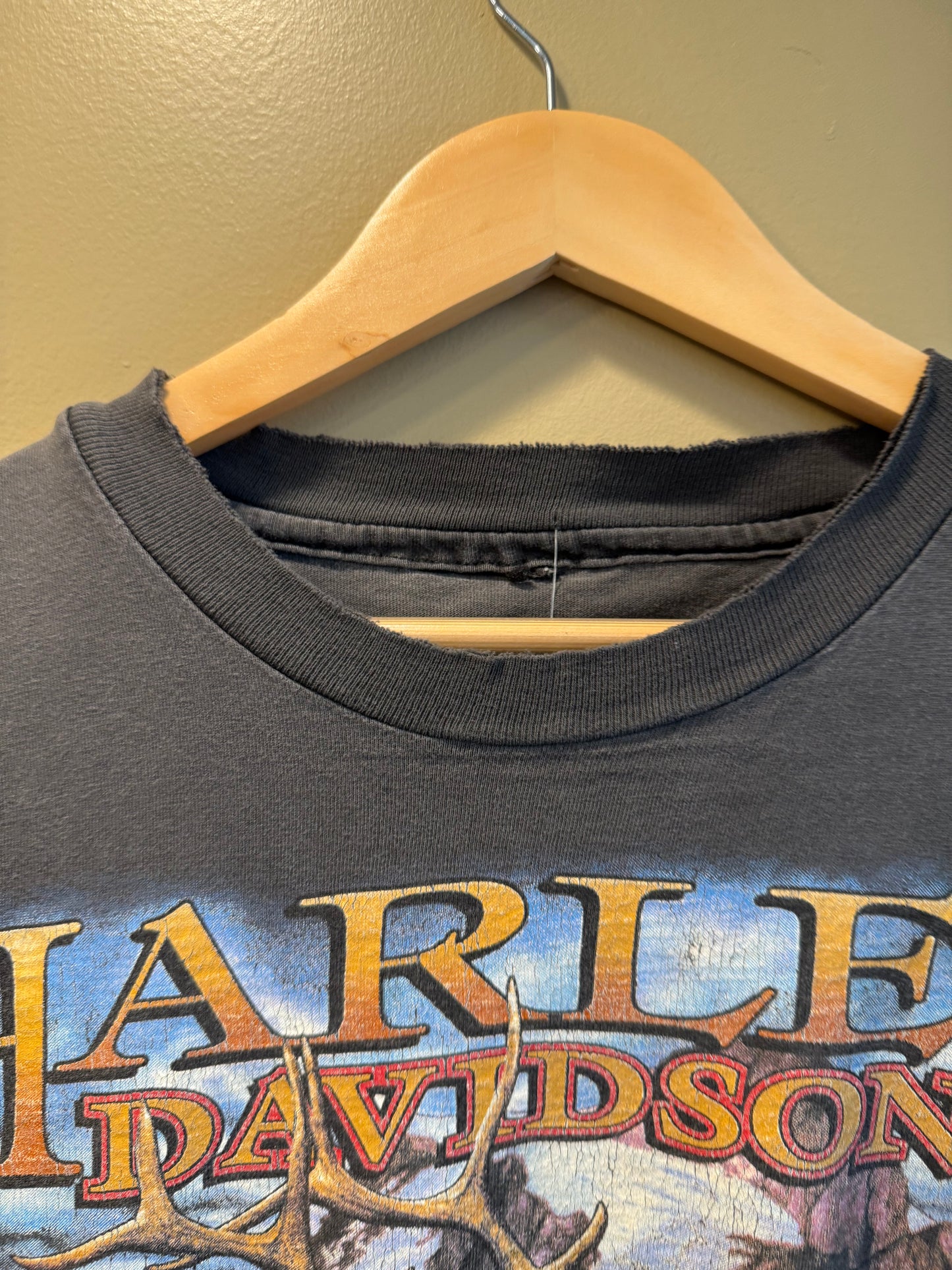 Vintage Harley Davidson Elk Lodge Nature Biker T-Shirt- XL