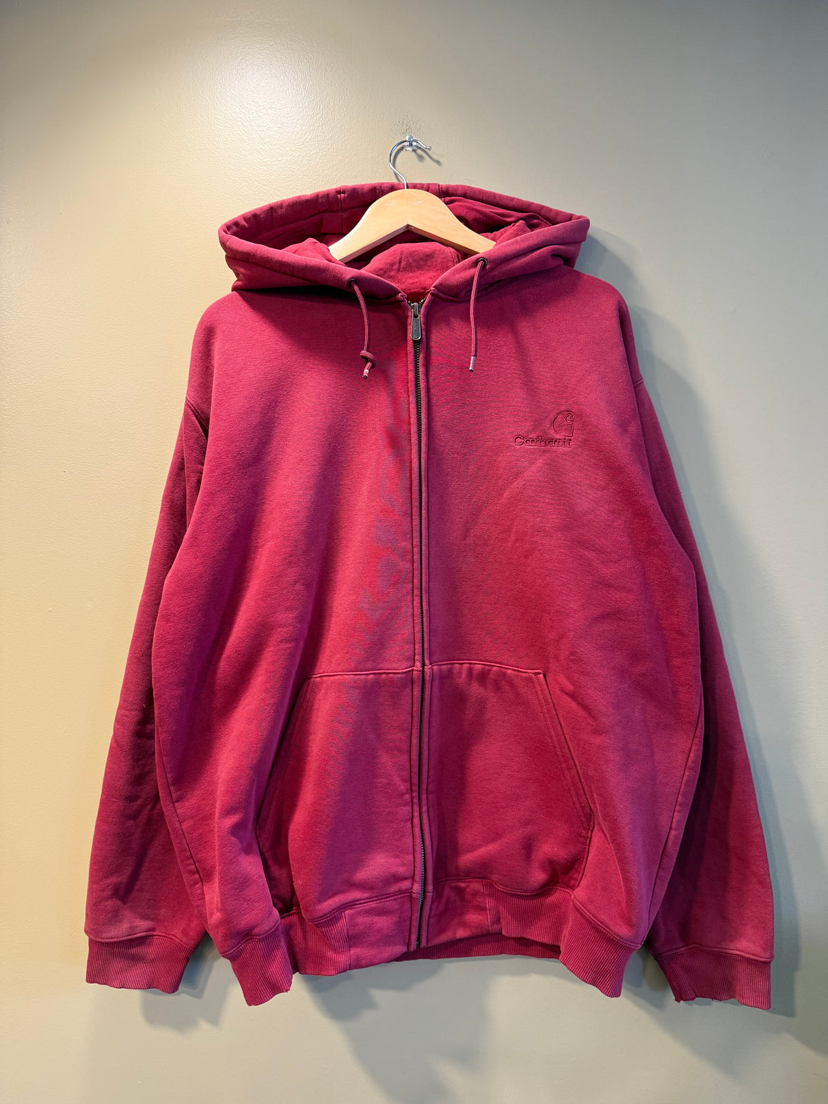 Vintage Carhartt Heavyweight Red Zip-Up Hoodie Sweatshirt- L