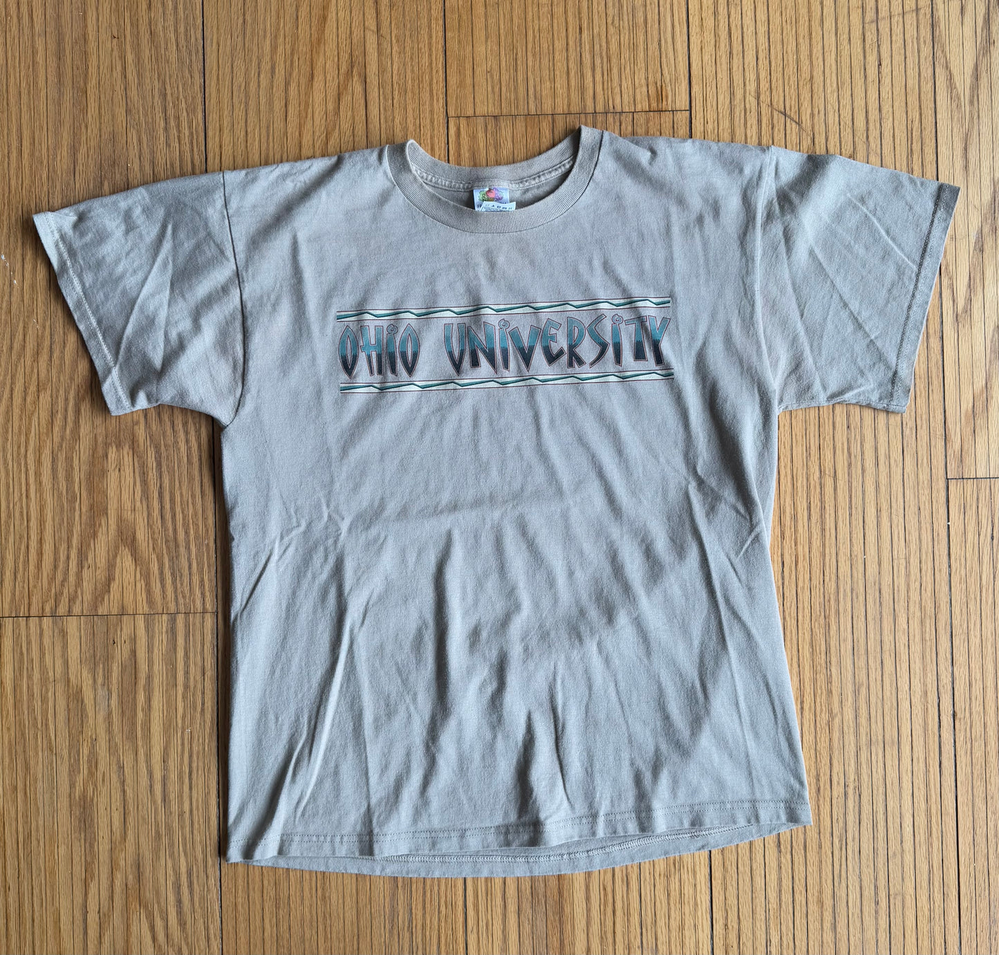 Vintage Ohio University Funky Spell Out Tan T-Shirt- L