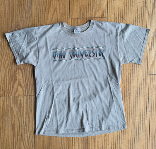 Vintage Ohio University Funky Spell Out Tan T-Shirt- L