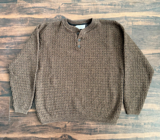 Vintage Bill Blass Brown Texture Knit Sweater- XL