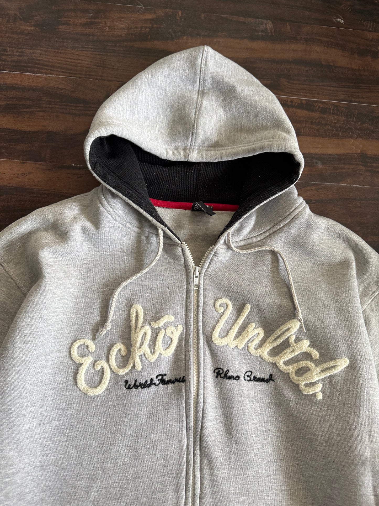Vintage Ecko Unlimited Gray Zip-Up Heavyweight Hoodie Sweatshirt- XL
