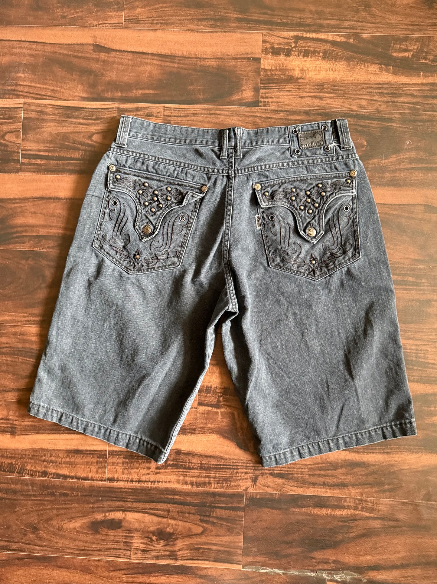 Vintage Y2K Parish Black Gothic Denim Jean Shorts- 36