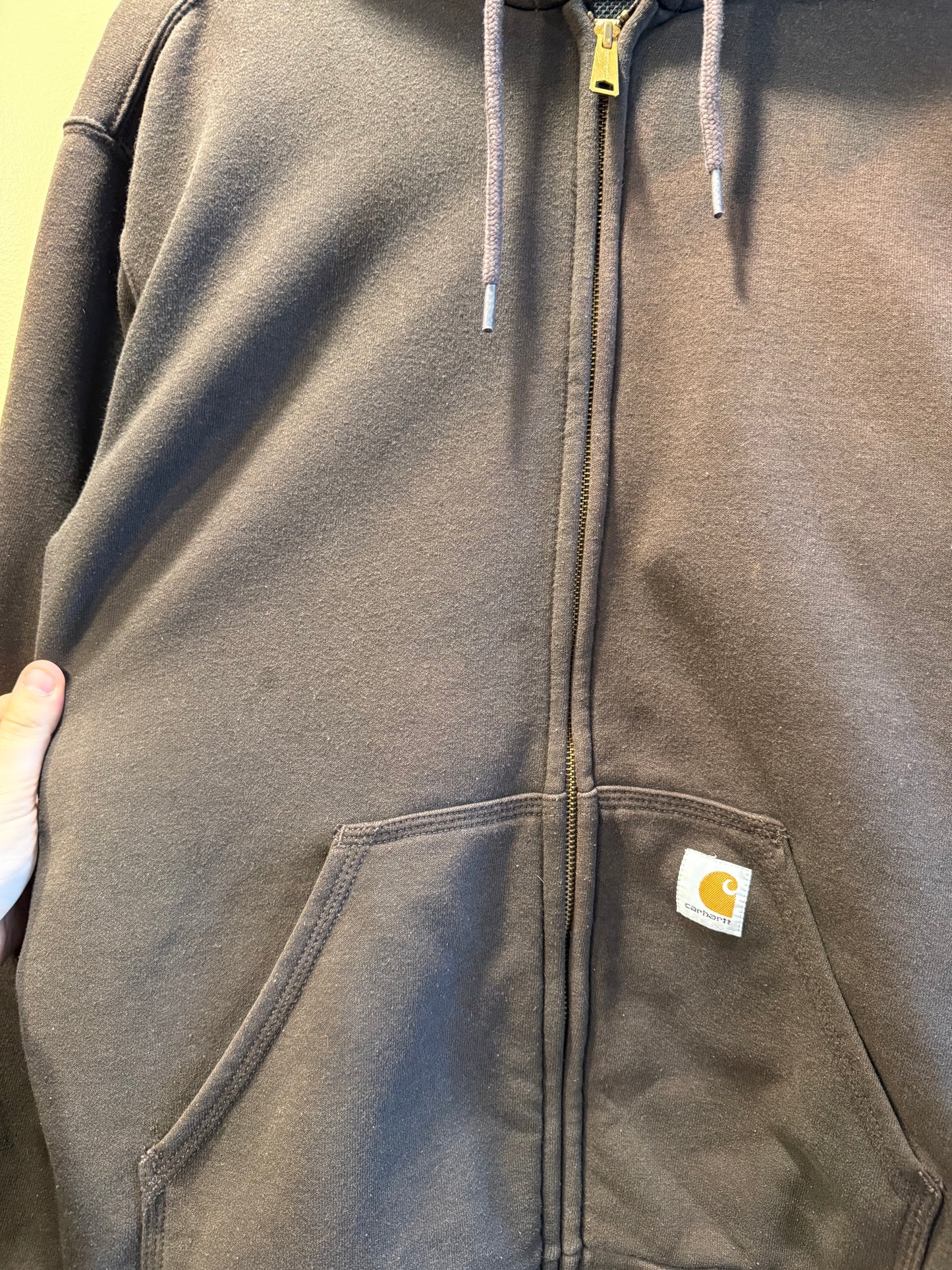 Vintage Carhartt Brown Zip-Up Hoodie Sweatshirt- M