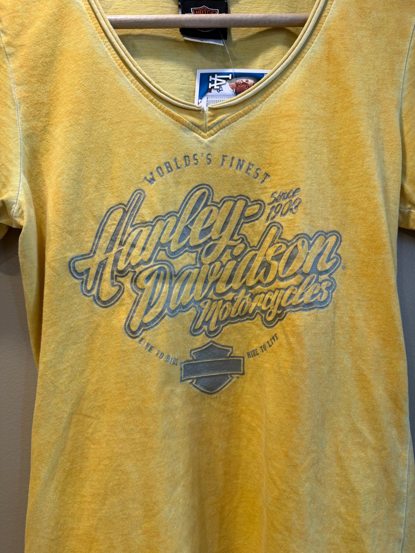 Vintage Y2K Harley Davidson Yellow Women’s T-Shirt- S