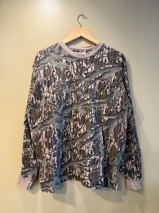 Vintage Mossy Oak Tree Camo Long-Sleeve Pocket T-Shirt- XL