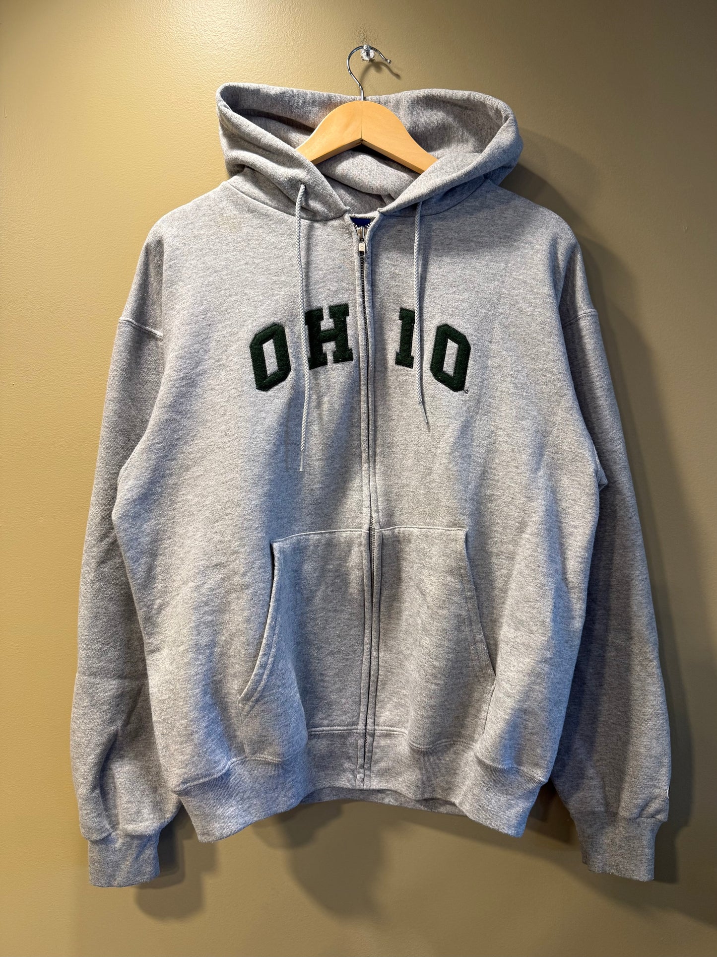 Vintage Champion Ohio University Gray Zip-Up Hopdie Sweatshirt- M