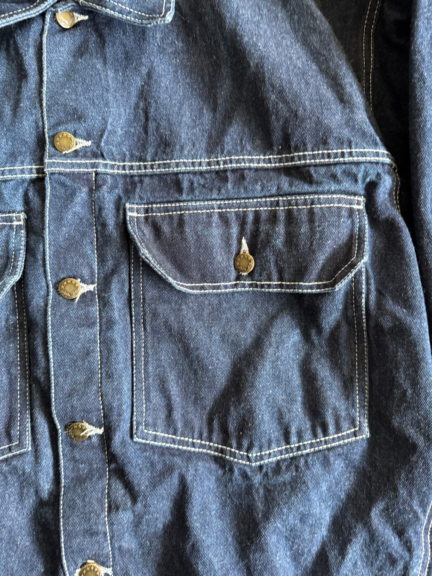 Vintage Dark Wash Denim Big Pocket Workwear Jacket- L