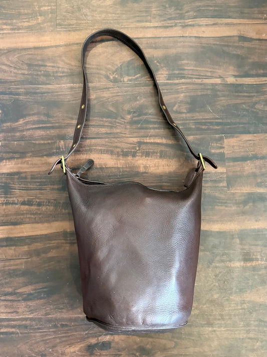 Vintage Coach XL 9085 Brown Leather Feed Sac Duffel Bucket Bag