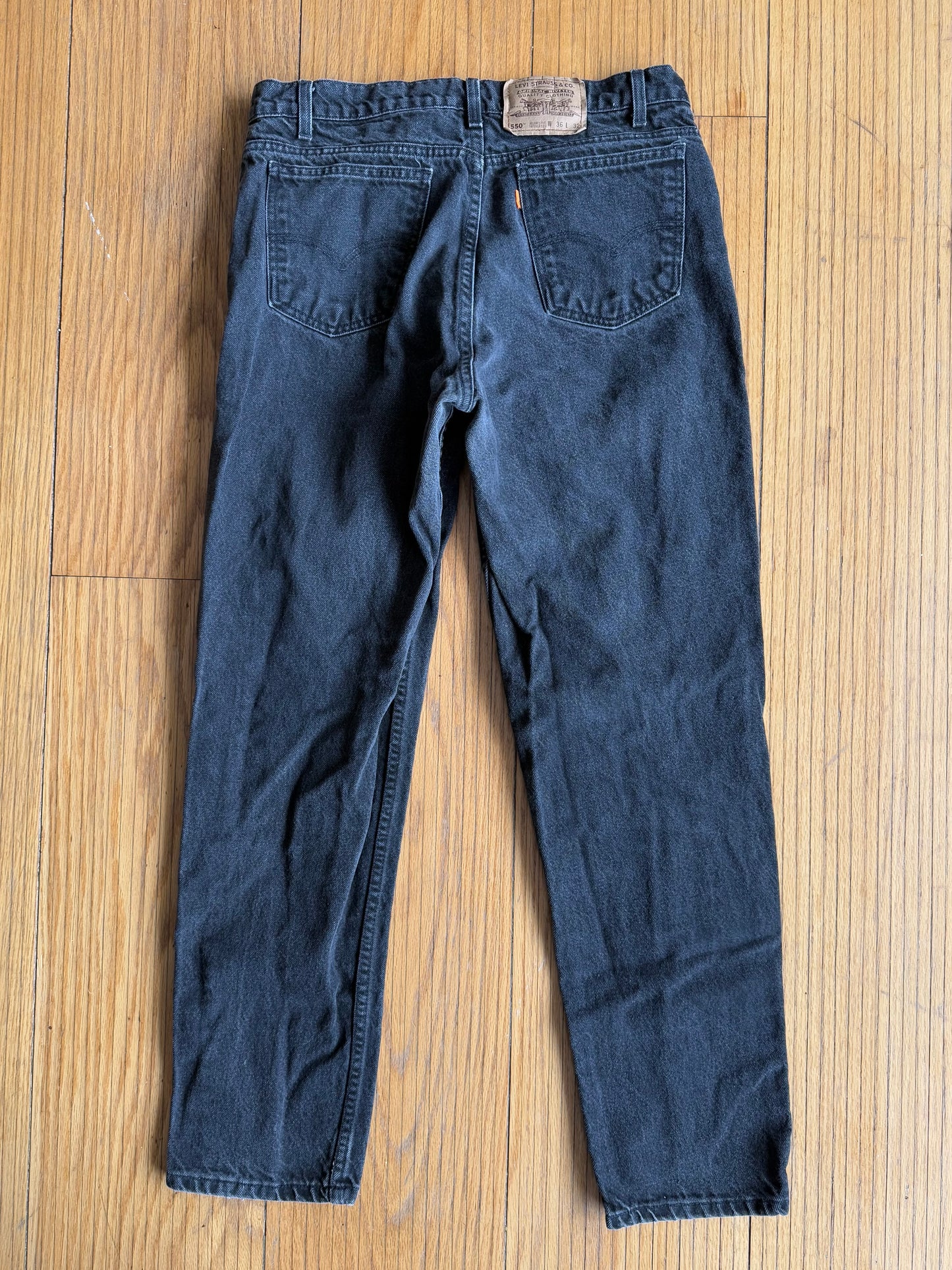 Vintage Levi’s 550 Orange Tab Black Denim Jeans- 32x30