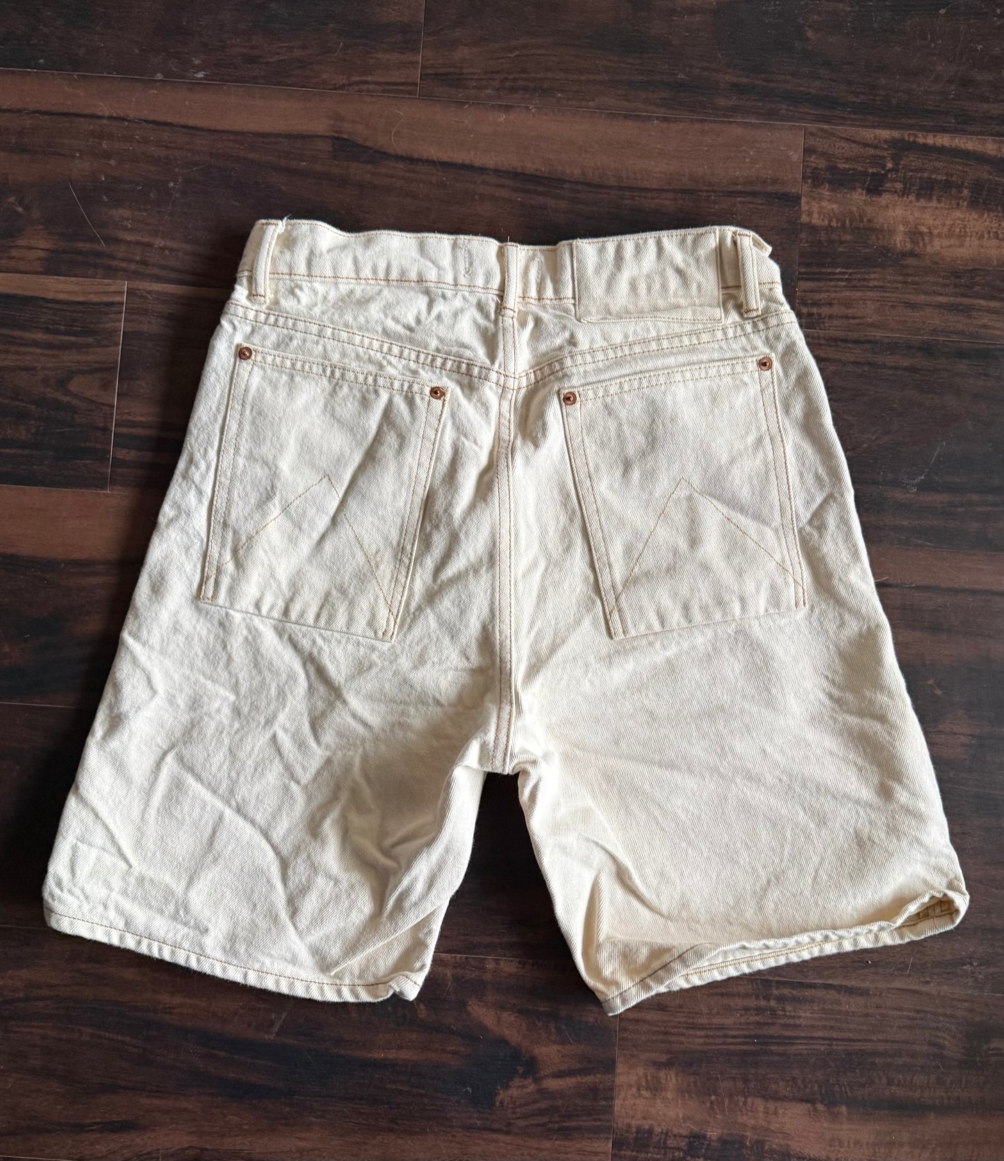 Carson Wach White Double Knee Button-Fly Denim Jean Shorts- 30