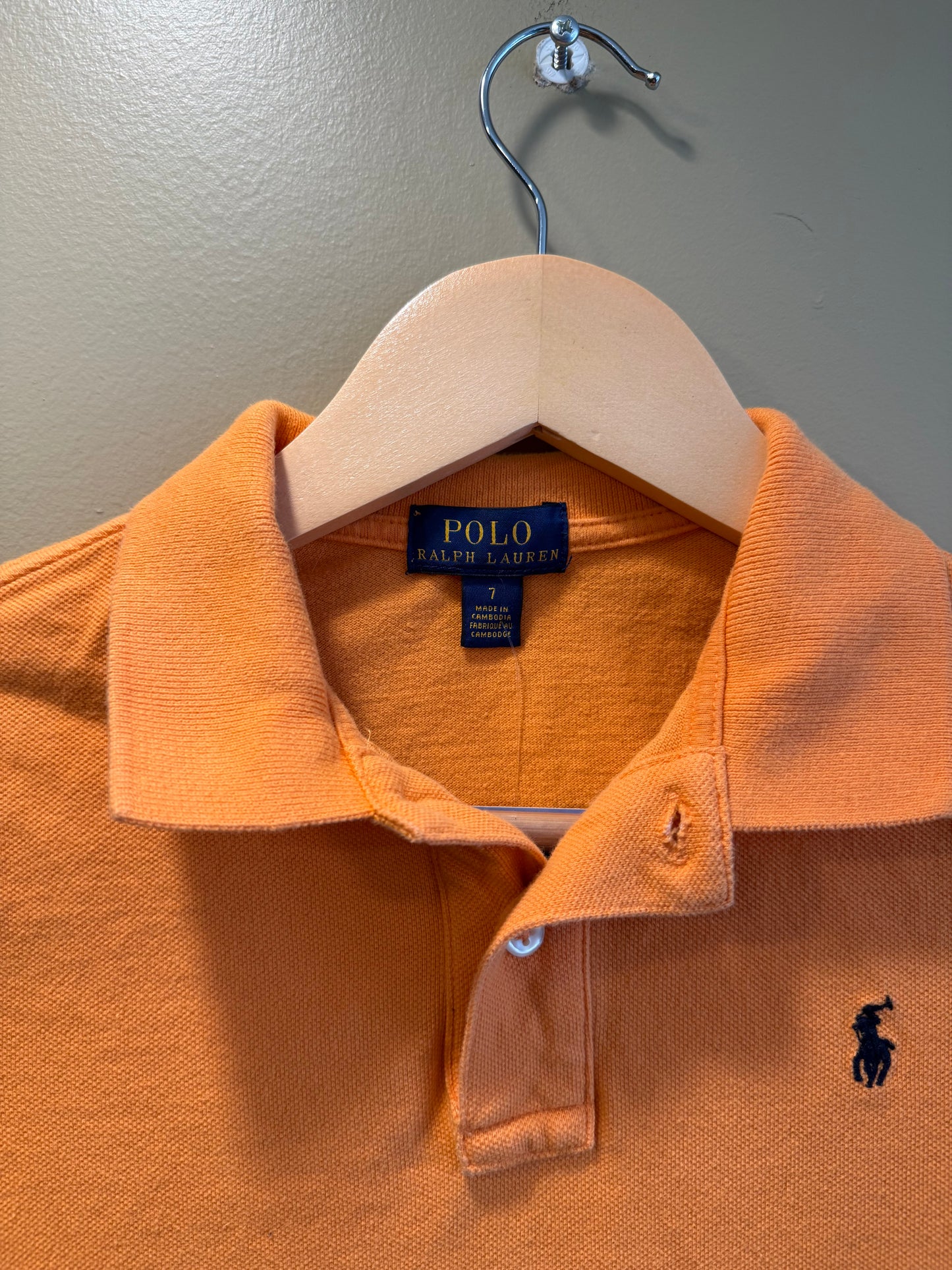 Vintage Y2K Polo Ralph Lauren Orange Baby Tee Polo Shirt- S