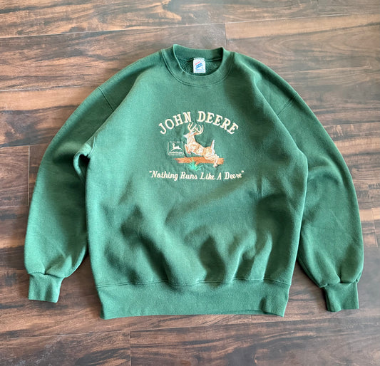 Vintage John Deere Green Nature Crewneck Sweatshirt- L