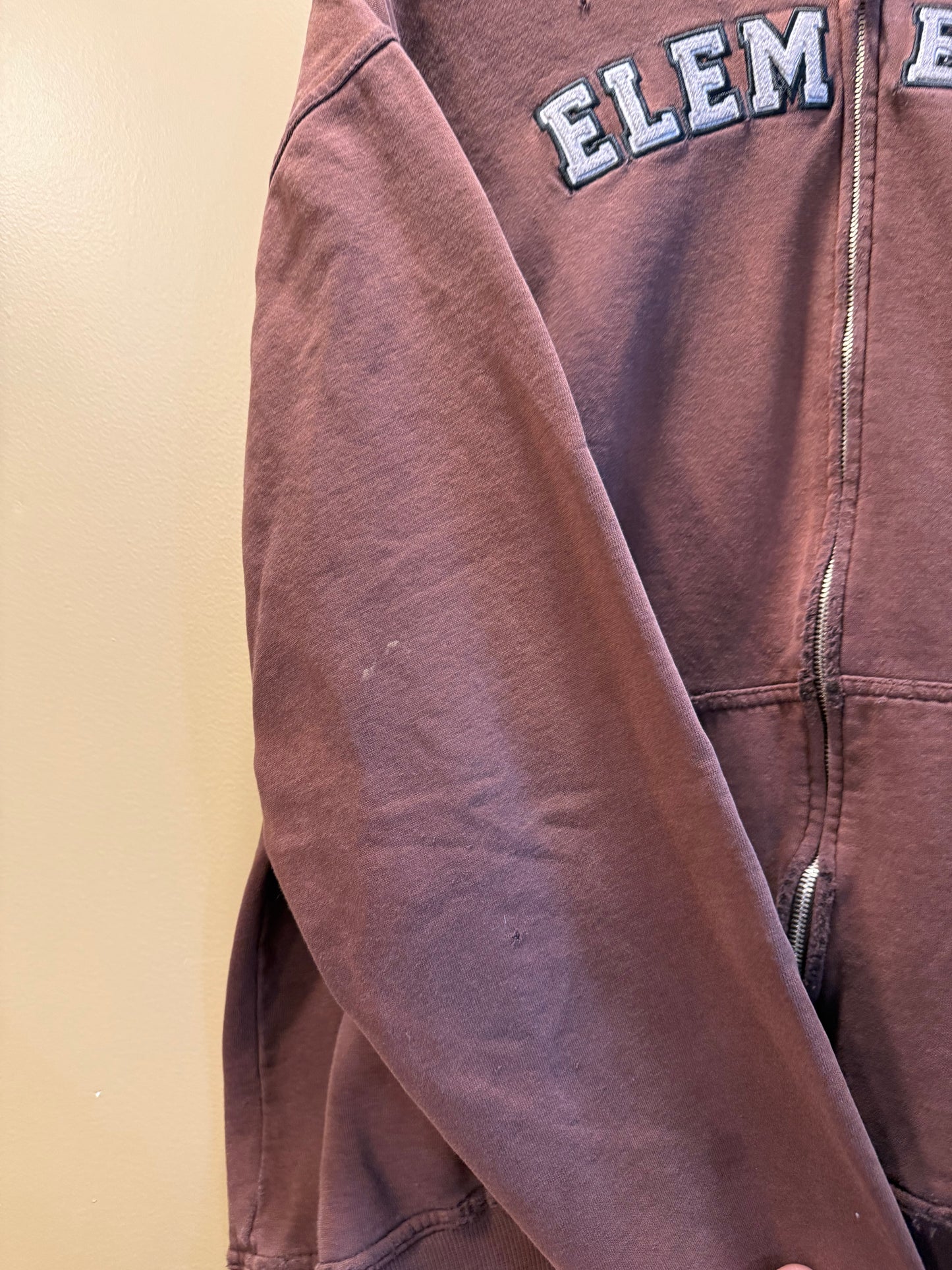 Vintage Element Skateboards Distressed Brown Zip-Up Hoodie Sweatshirt- XL