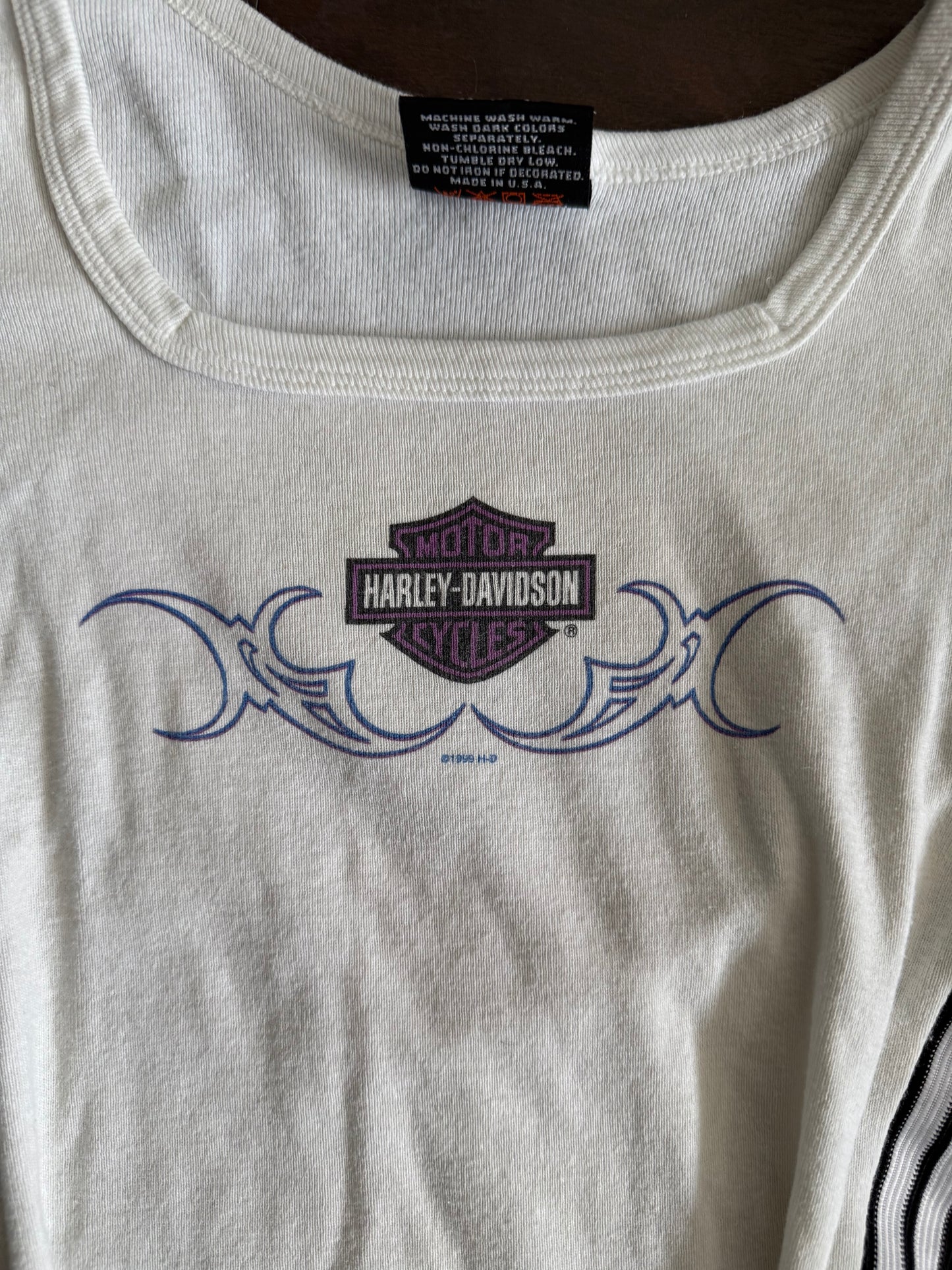 Vintage Harley Davidson Motorcycles White Longsleeve Racing T-Shirt- S