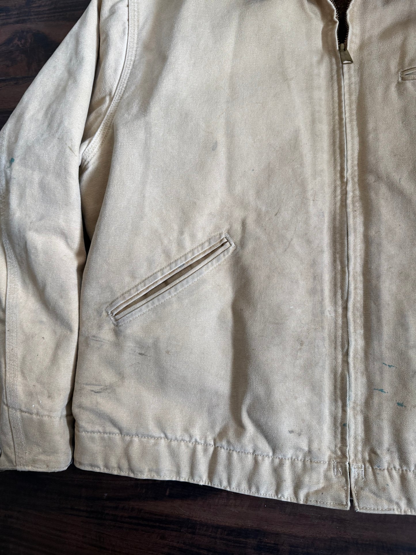 Vintage Carhartt J43WET Tan Flannel Lined Detroit Jacket- L