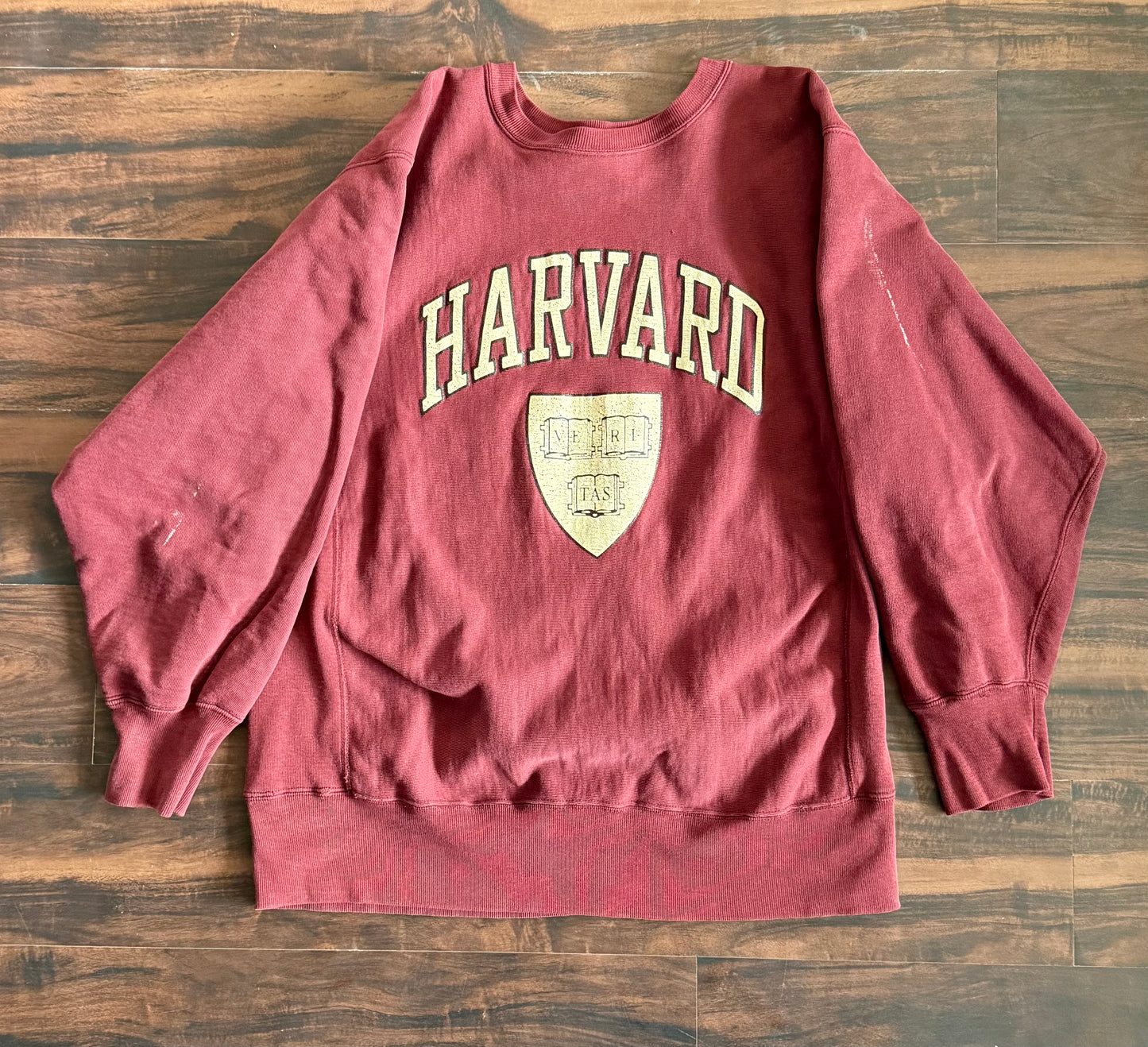 Vintage 80s Harvard University Champion Reverse Weave Maroon Crewneck Sweatshirt- L