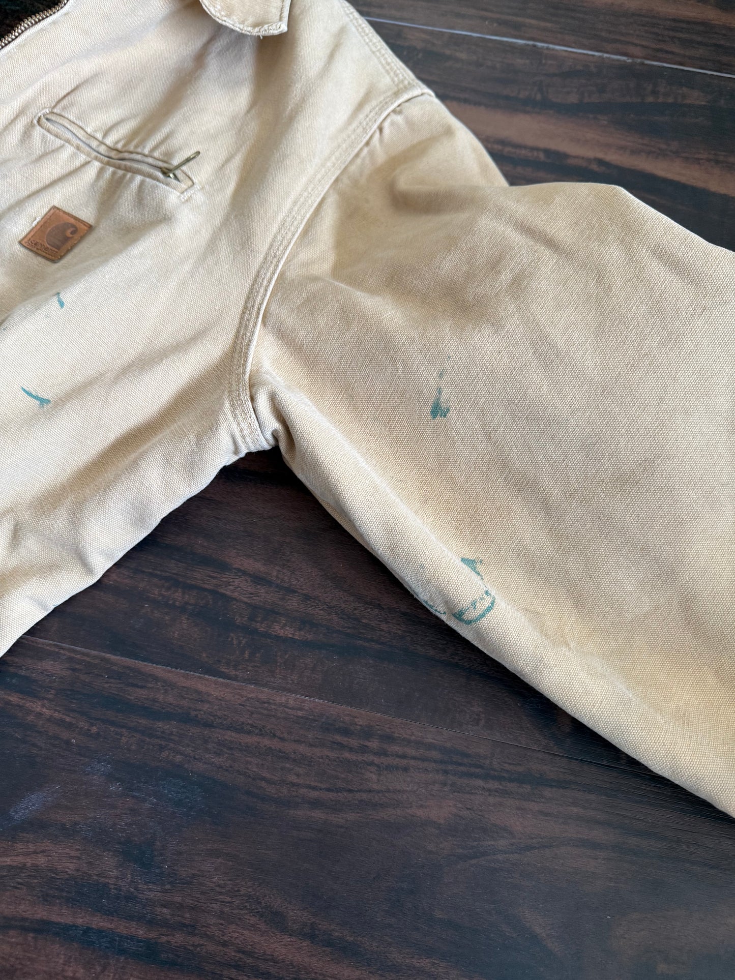 Vintage Carhartt J43WET Tan Flannel Lined Detroit Jacket- L