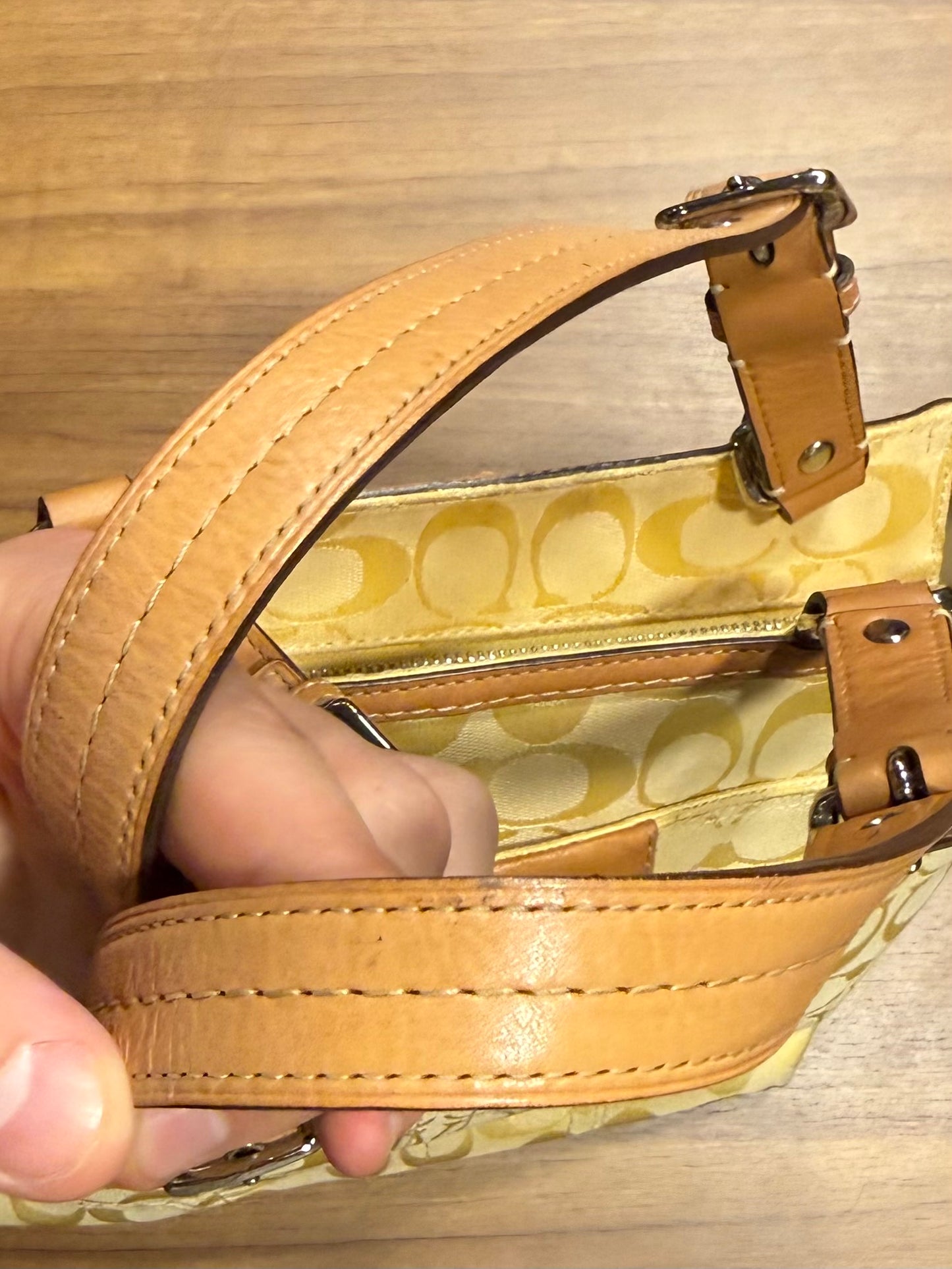Vintage Coach F13077 Hampton Signature Yellow Tote Shoulder Bag