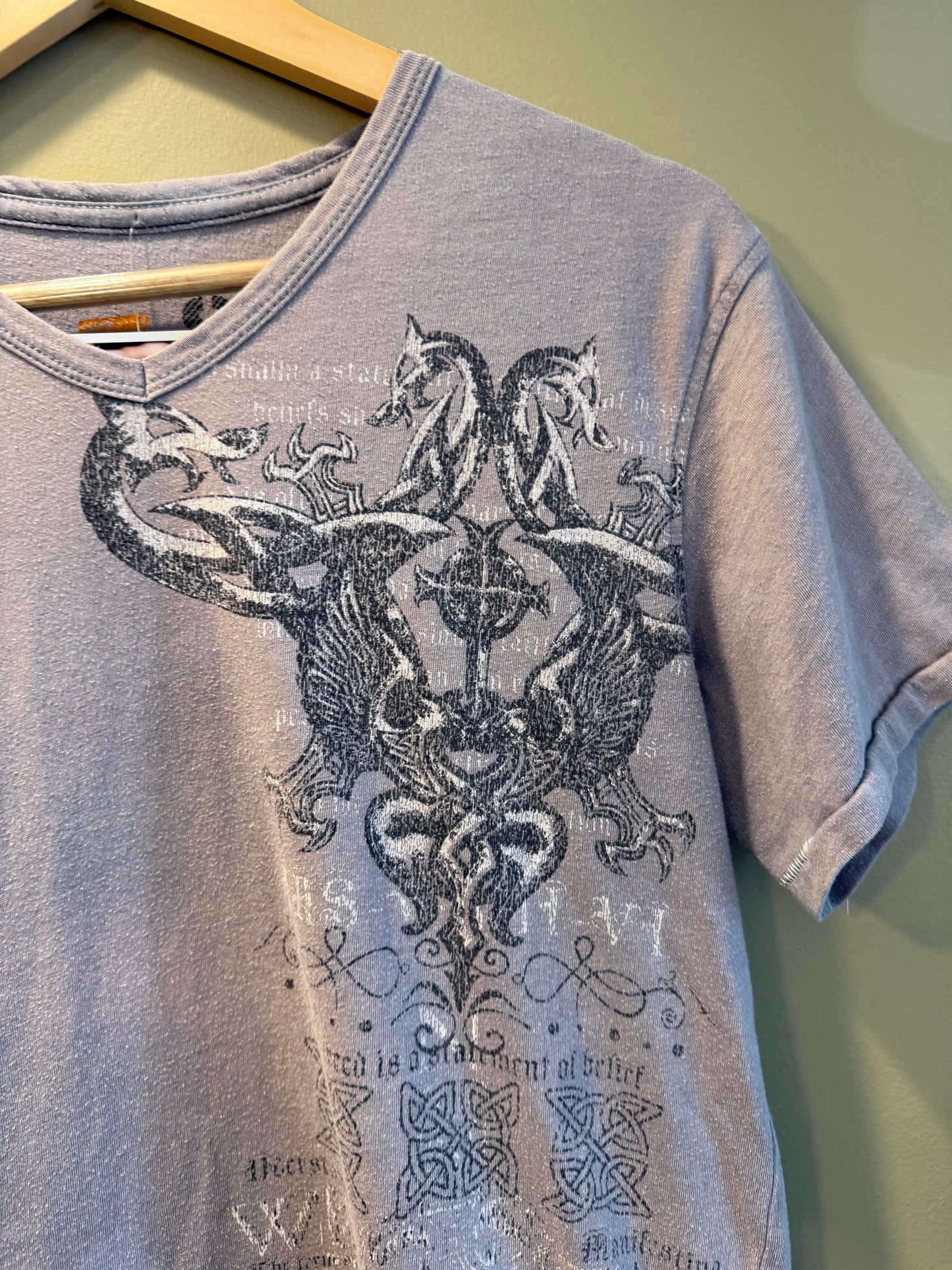 Vintage Y2K Burnside Eagle Print Dark Gray T-Shirt- S/M