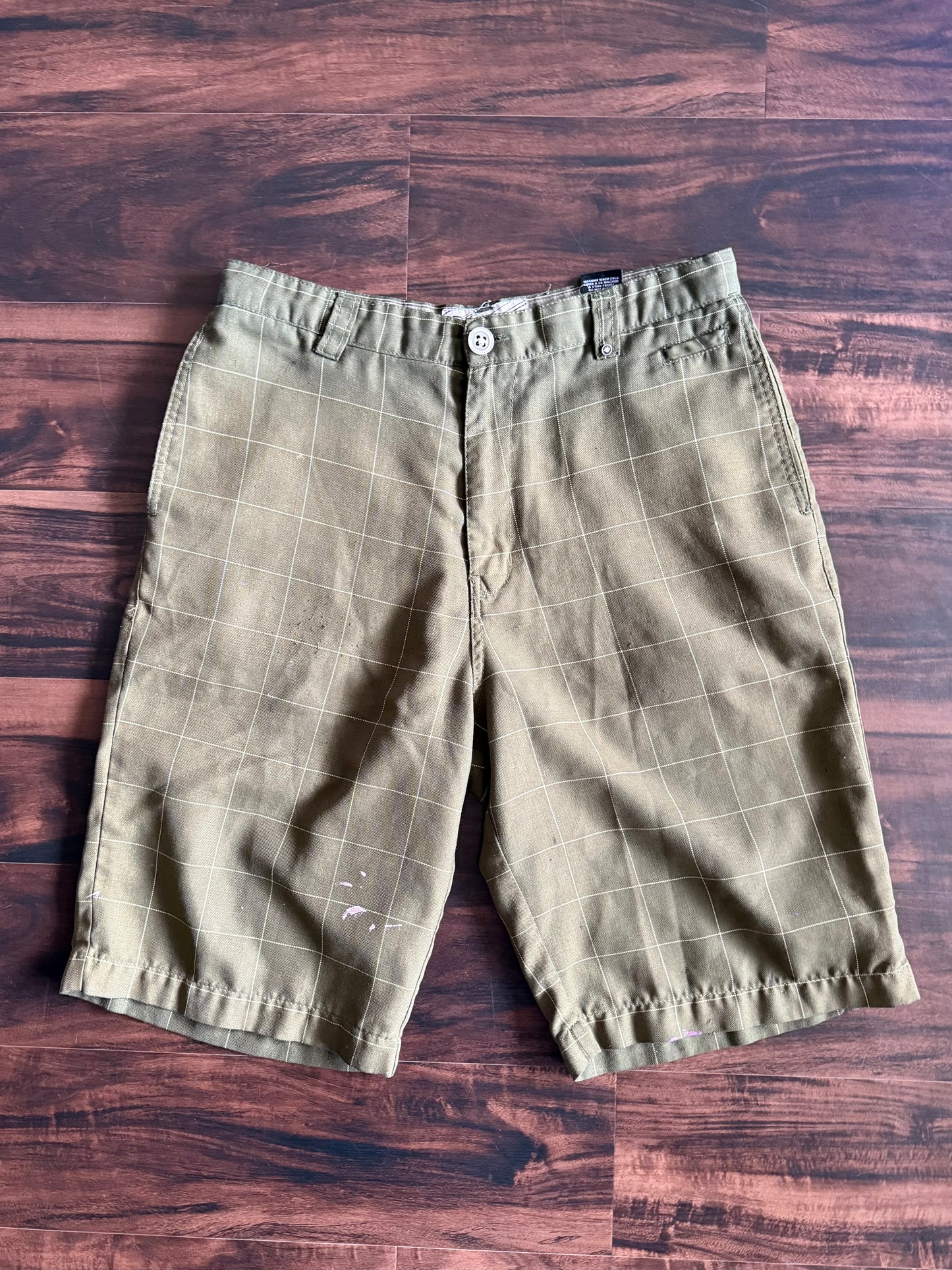 Vintage Billabong Green Checkered Cotton Shorts- 32