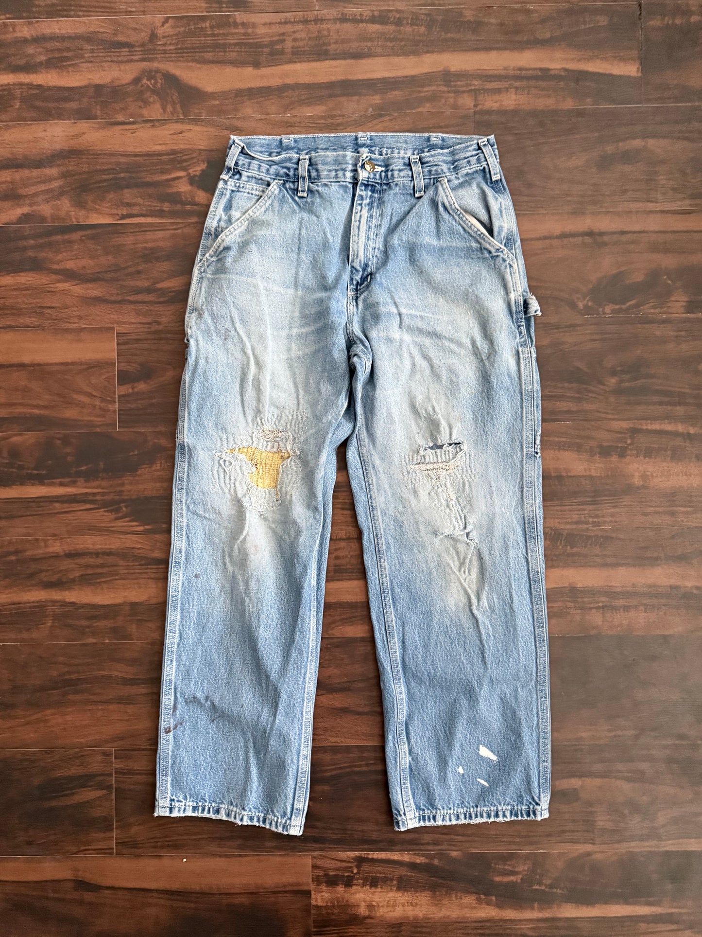 Vintage Carhartt Distressed Sashiko Repaired Light Wash Denim Jeans- 30x30