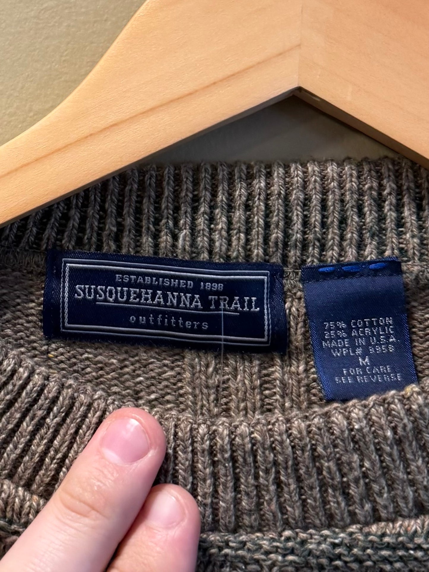 Vintage Susquehanna Trail Checkered Cotton Sweater- M