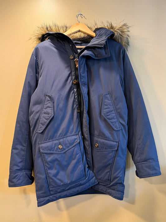 Vintage Abercrombie & Fitch Navy Blue Fur Hooded Jacket- S