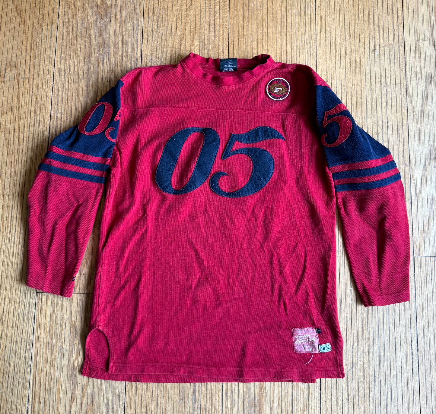 Vintage Fubu Throwback Collection Long Sleeve Red Football 05 Jersey- XL