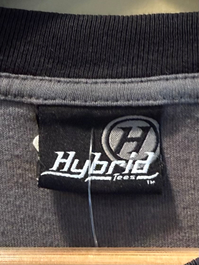 Vintage Y2K Hybrid Tees Black Star Long Sleeve Thermal T-Shirt- M