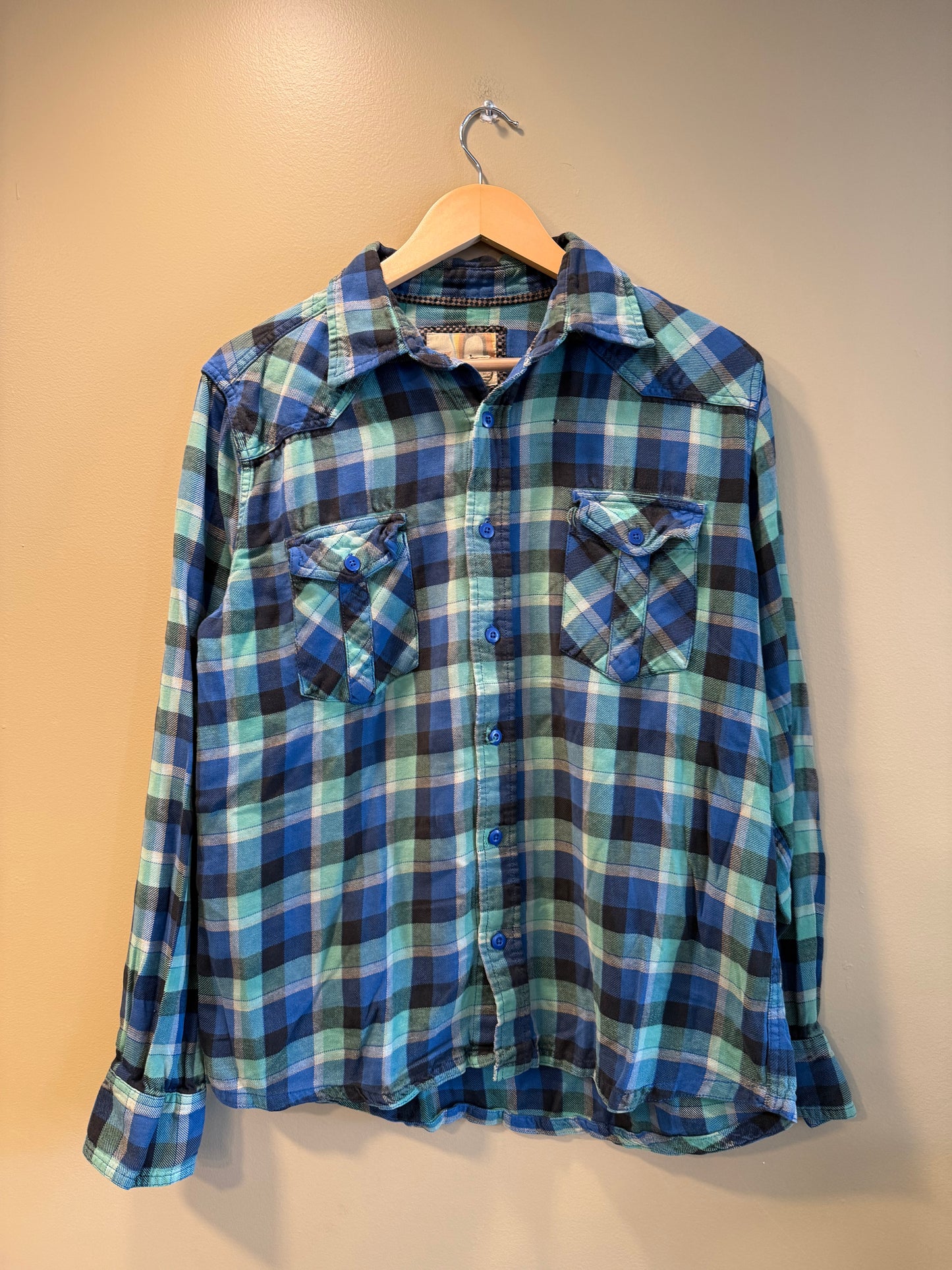Vintage Ocean Pacific Checkered Beach Flannel Shirt- M