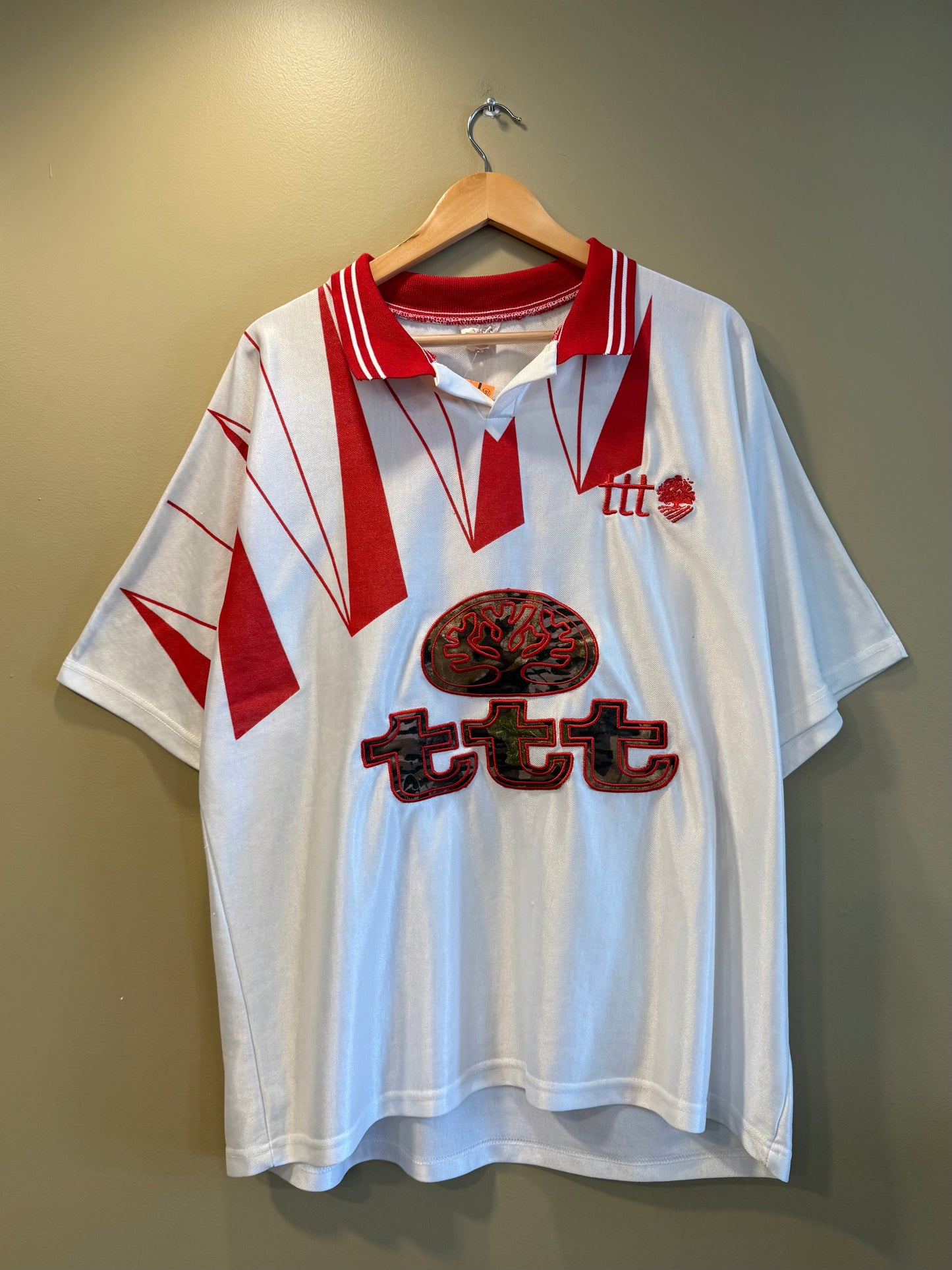 TTT Red & White Boxy Football Soccer Jersey- L/XL